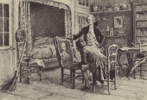 Jean-Jacques Rousseau tittar på sitt porträtt av Maurice Leloir